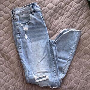 Maurices Light Blue Distressed Ankle Jeans